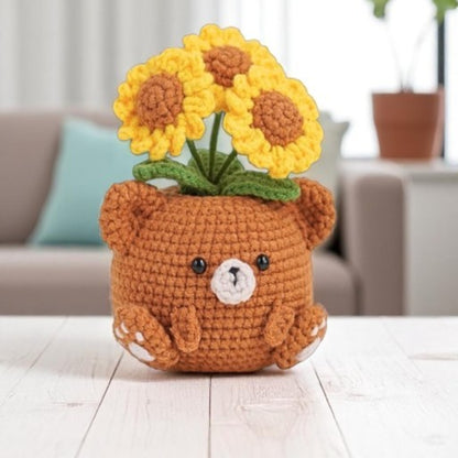 5PDF Crochet patterns Pots + BONUS, Bunny and pig Pot Crochet Pattern, Flower Pot Crochet Pattern, adorable crafts